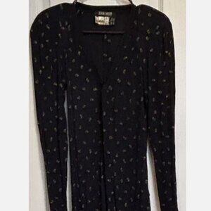 Vintage Jean Muir Dark Blue Paisley Print Belted Dress Sz 10 Stretchy Viscose